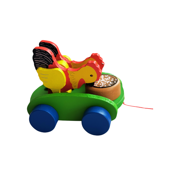 Hen Pull along toy car