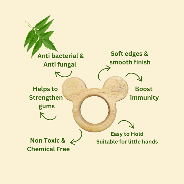 Wooden Neem Teether -  Mickey Mouse