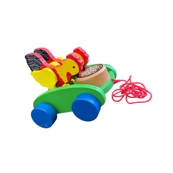 Hen Pull along toy car