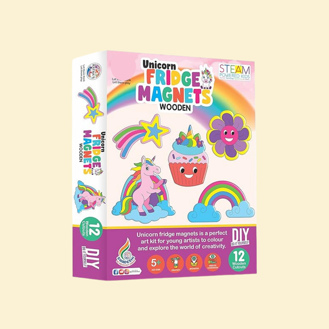 Fridge Magnet Wooden - unicorn theme