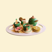 15pcs Wooden Afternoon Tea Set, Pretend Toys