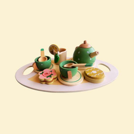 15pcs Wooden Afternoon Tea Set, Pretend Toys