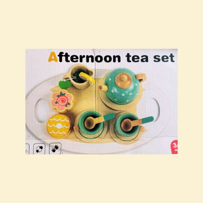 15pcs Wooden Afternoon Tea Set, Pretend Toys