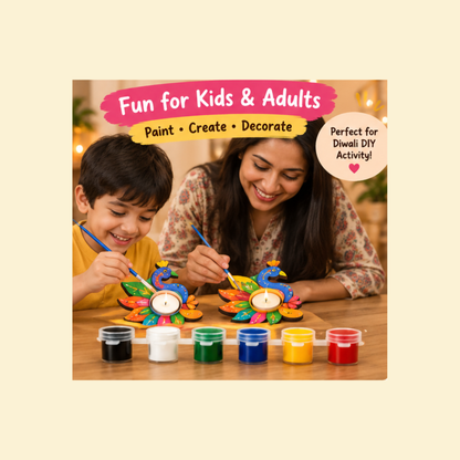 DIY Diwali Tealight Holder Painting Kit | Corporate Event, Office & School Activity | Diwali Return Gift (Random Design will be dispatched)