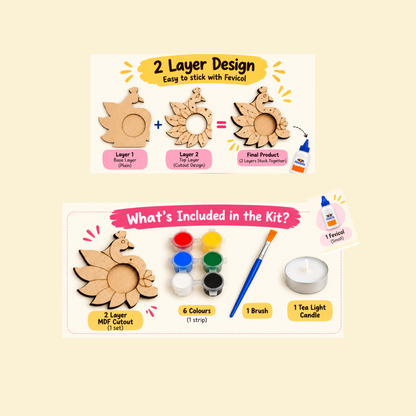 DIY Diwali Tealight Holder Painting Kit | Corporate Event, Office & School Activity | Diwali Return Gift (Random Design will be dispatched)