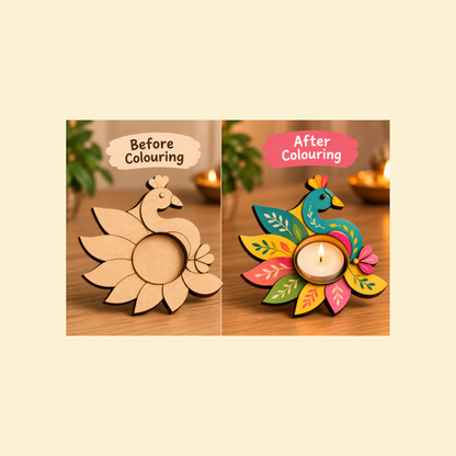 DIY Diwali Tealight Holder Painting Kit | Corporate Event, Office & School Activity | Diwali Return Gift (Random Design will be dispatched)