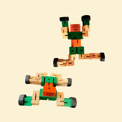 Wooden Twist Robot Toy (Any one random piece)