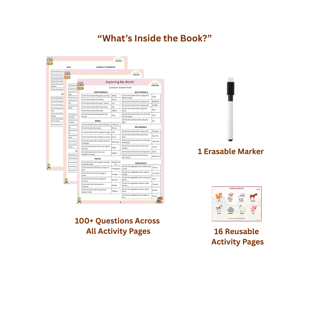 Activity Book - Part 1 | Reusable Wipe & Clean | Ages 2–5