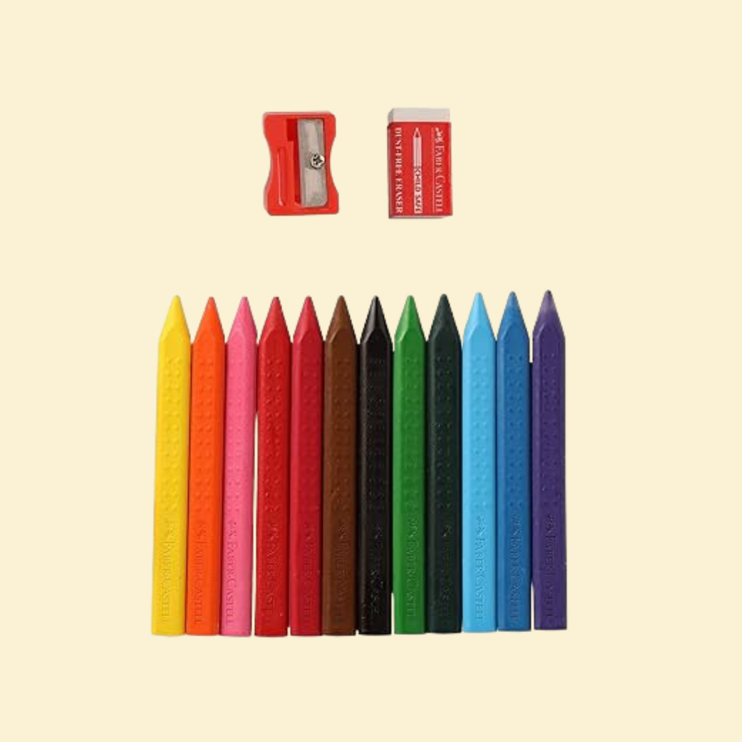 Faber Castell Crayons - 12 Grip Erasable Crayons
