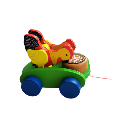 Hen Pull along toy car