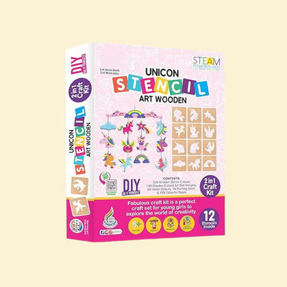 Stencil art wooden - Unicorn theme
