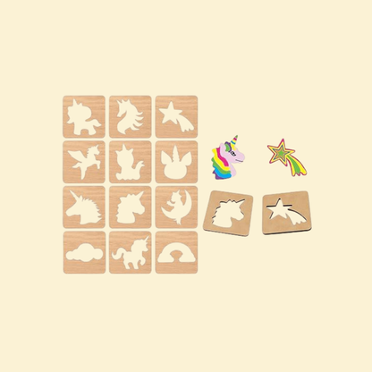 Stencil art wooden - Unicorn theme
