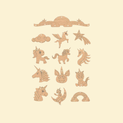 Stencil art wooden - Unicorn theme